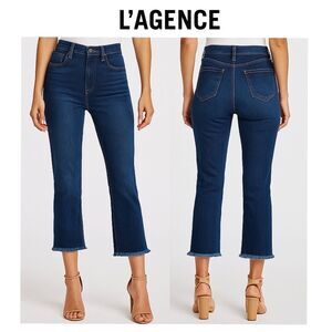 L’AGENCE ORIANA HIGH RISE STRAIGHT NOVA JEANS SIZE 25 CROPPED ANKLE FRAYED HEM